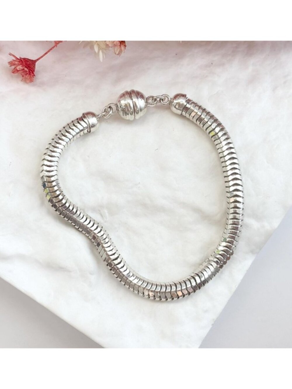 Milor Italian Chunky Snake Chain Vintage Sterling Silver 925 Chain Bracelet - 7"